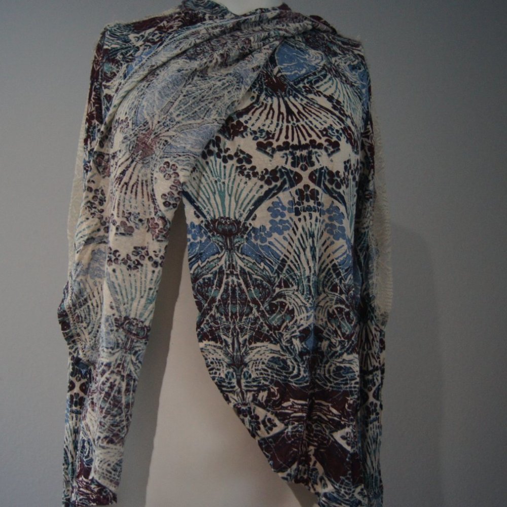 Free People Women's Long Sleeve Lace Layered Front Open Back Blouse Size XS - Picture 4 of 8